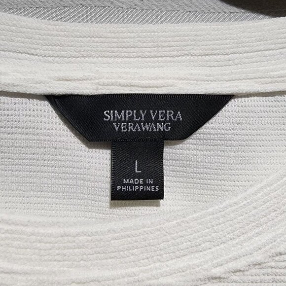 Simply Vera Vera Wang Womens White Ruched Sleeve Top Sweater Crewneck Size Large - Picture 4 of 9